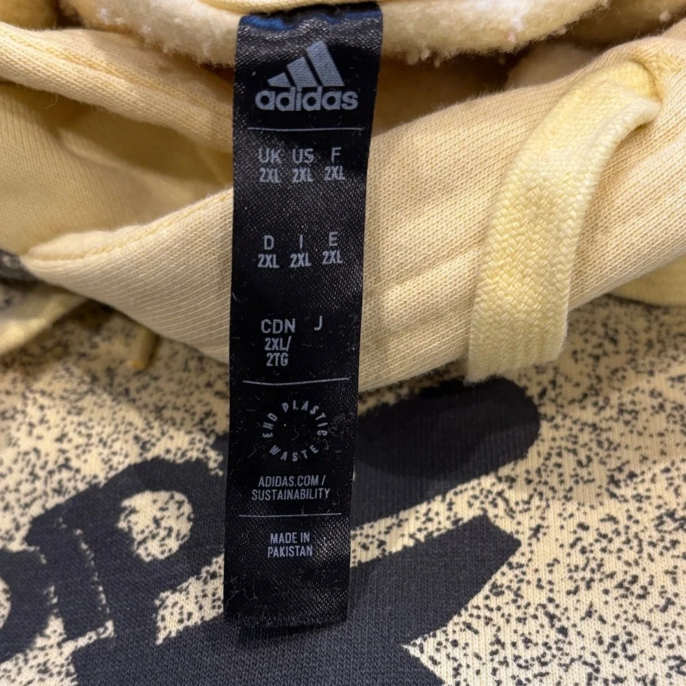 adidas Yellow Hoodie with Black All-Over Logo Print 2XL